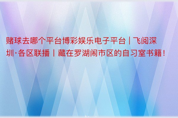 赌球去哪个平台博彩娱乐电子平台 | 飞阅深圳·各区联播丨藏在罗湖闹市区的自习室书籍！
